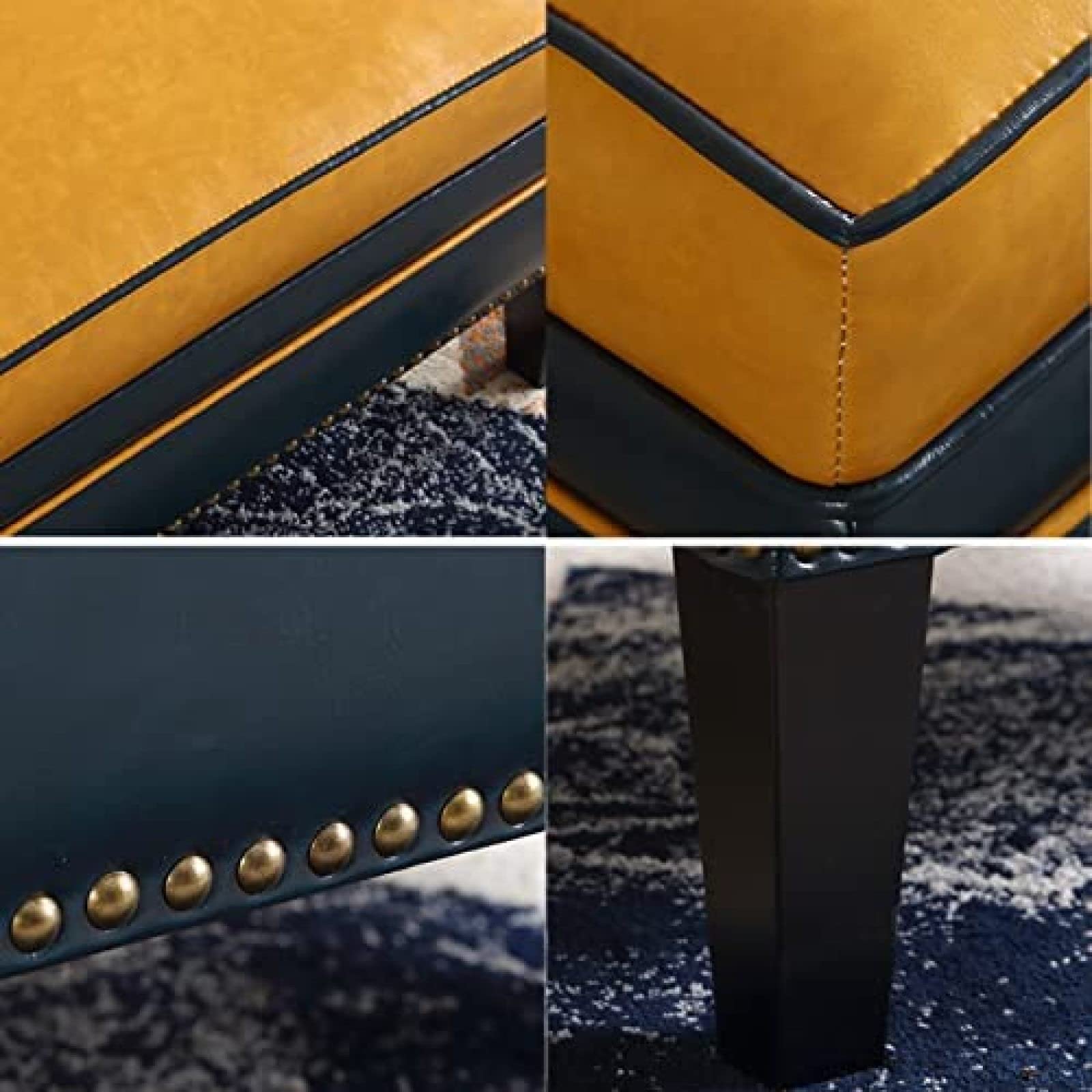 Banco De Almacenamiento Rectangular De Gran Capacidad con Patas De Madera, Taburete Cómodo para Reposapiés para Banco De Entrada Al Extremo De La Cama,Amarillo,100X40X42Cm