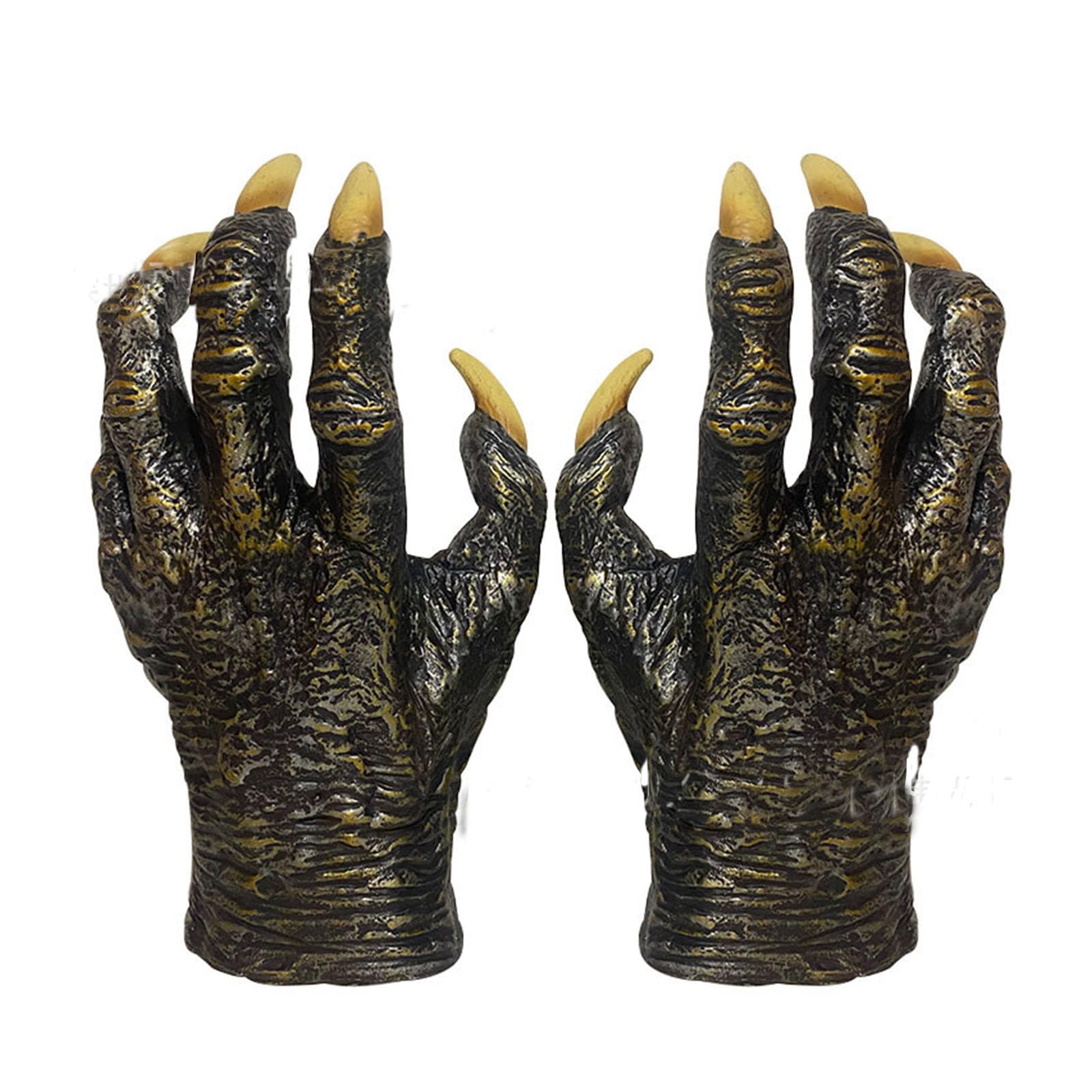 IYWISH Skeleton Gloves Halloween Werewolf Costume Therian Paws Wolf Hand Gloves Monster Wolf Claws Glove Halloween Gothic Cat Paw Cosplay Masquerade Devil Vampire Finger Claws Glove