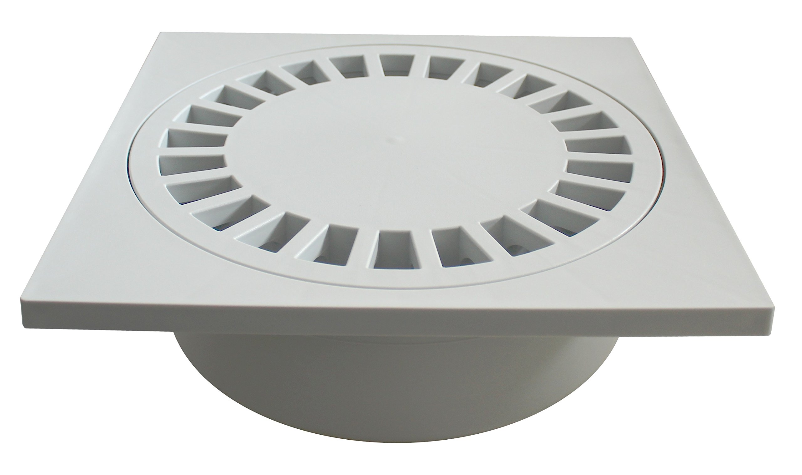 Kellerablauf 300 x 300 DN110 90° Gartenablauf Grau Kanaldeckel Hof Ablauf Siphon