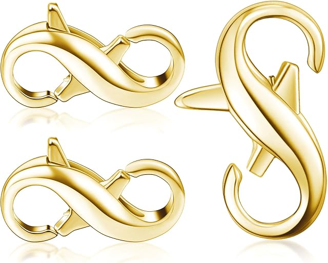 3 Pieces Lobster Clasp Double Opening Lobster Clasp Lock Necklace Connector Bracelet Extender Clasps for DIY Jewelry Repair Kit Bracelet Necklace Jewelry Closing (Golden,0.51 x 0.24 Inch)