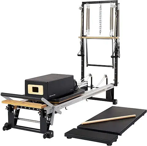 Merrithew™ V2 Max Plus™ Reformer Bundle – Professional Pilates Equipment with Mat Converter, Reformer Box, Footstrap, and Padded Platform Extender