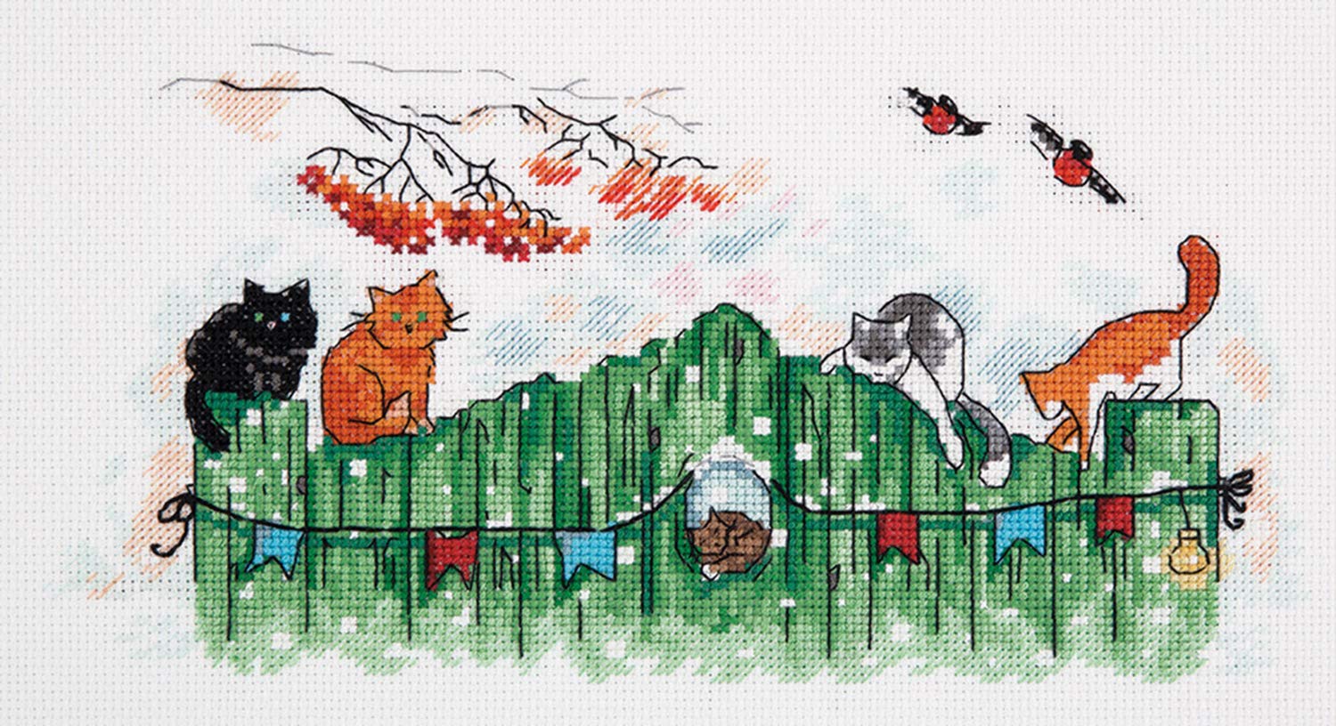 Broderie point de croix compté Panna Tails curieuses déco salon zen