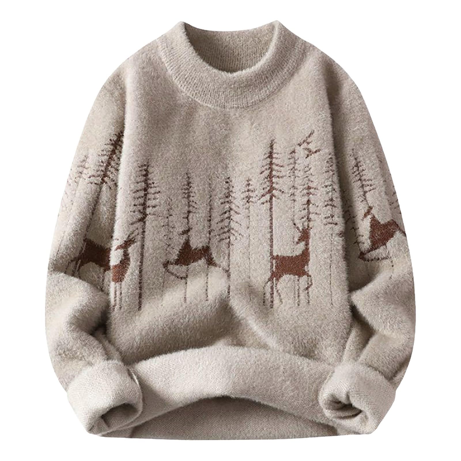 Generisch Jersey de punto para hombre de invierno, informal, cuello redondo, jersey de patchwork, cálido, punto fino, jersey de invierno, suéter de trabajo, suéter de ocio, suéter de punto para hombre