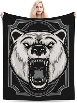 Angry Bear Throw Blanket for Couch Bed Sofa Soft and Comfortable Blankets 50"x40" Anti-Pilling Flannel Blanket