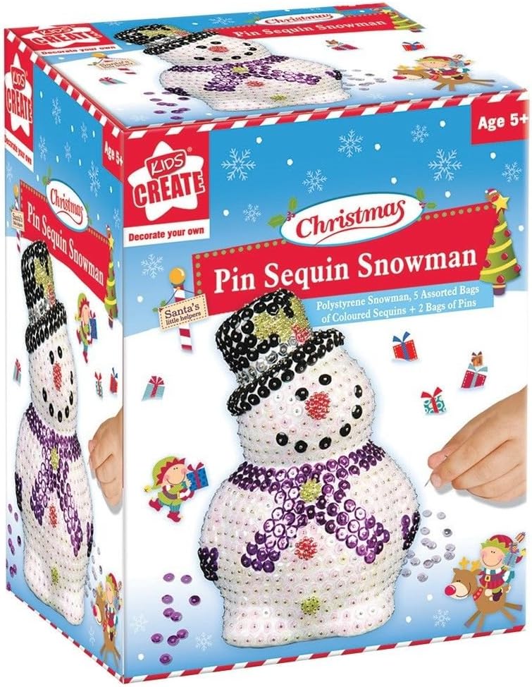 Kids Make Your Own Sequin Snowman 3D Model Festive Table Decoration