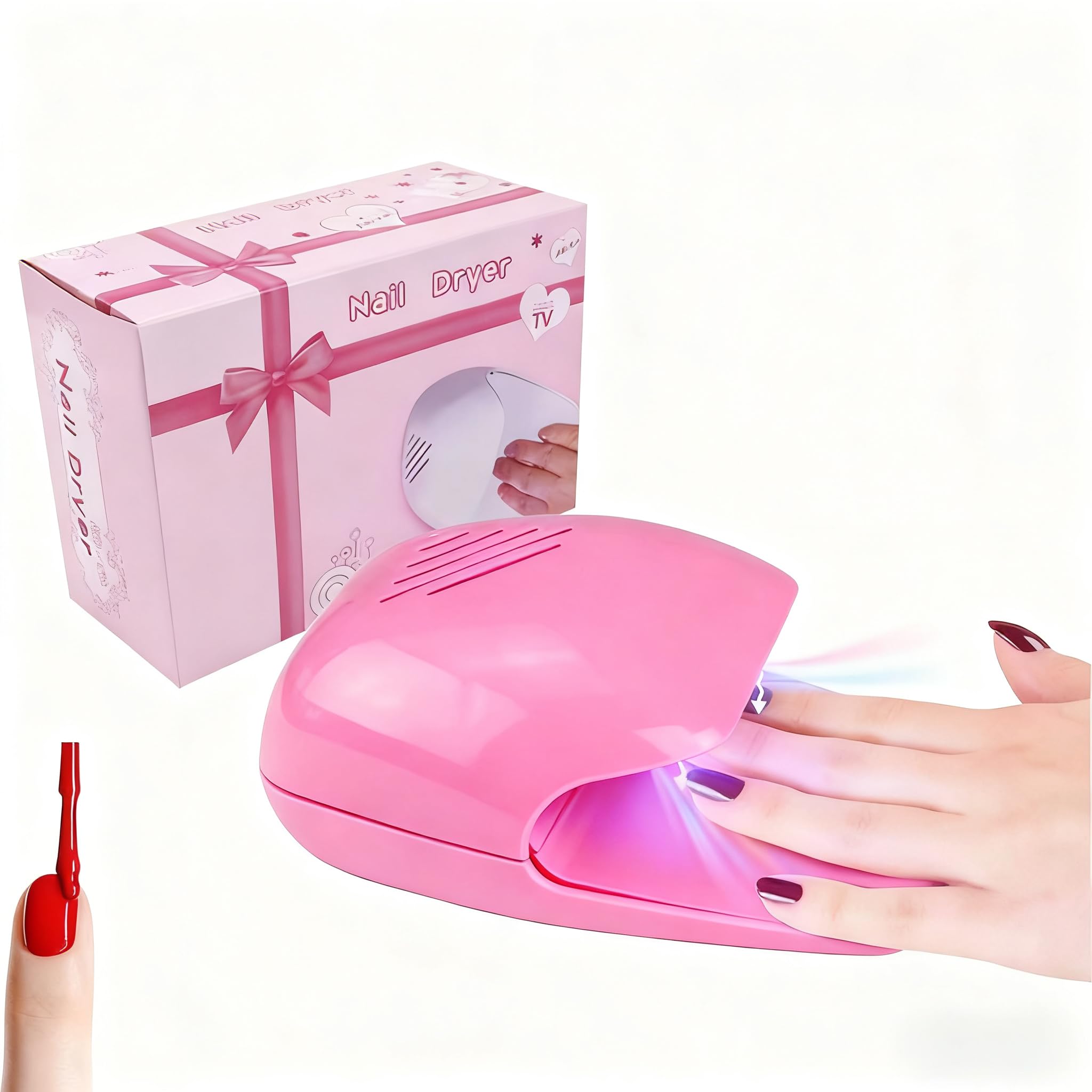 Battery Operated Nail Dryer for Kids, Safe & Portable Nail Polish Fan with No UV Light, Quick-Dry Finger Nail Art Tool for Children, Adults& Beginners,Children's Gift