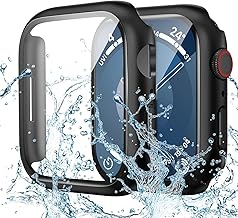 CloudValley Bumper Hard Case with Tempered Glass Compatible with Apple Watch Series 9 (2023) Series 8 Series 7 45mm, Ultra-Thin Protective Cover for iWatch Screen Protector-Black