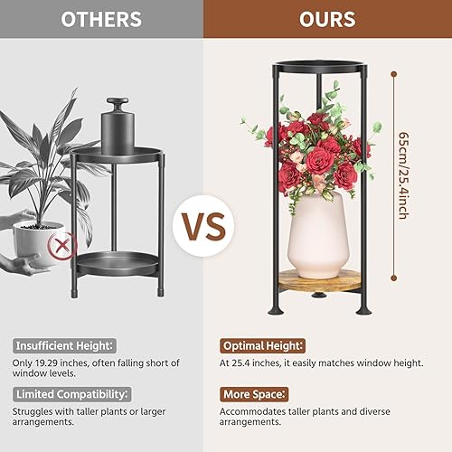 Miniatura 6 de LASZOLA Soporte para Plantas de Interior de 2 Niveles Negro para Maceteros de Flores Grandes y Altos de Servicio Pesado, Estante Vertical de Metal