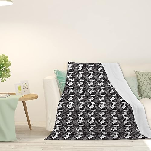 Gyapuk Estampado de grúa mantas de forro polar grueso patrón de pájaro y contornos estilo japonés mantas acogedoras de franela suave para adultos