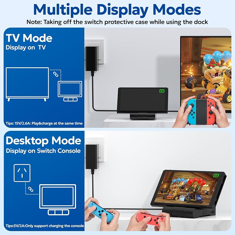 innoAura Switch Dokkoló Állomás Nintendo Switch/OLED-hez, 4K HDMI TV Csatlakozással, USB 3.0 és Type-C Töltőporttal, Összecsukható Hordozhat