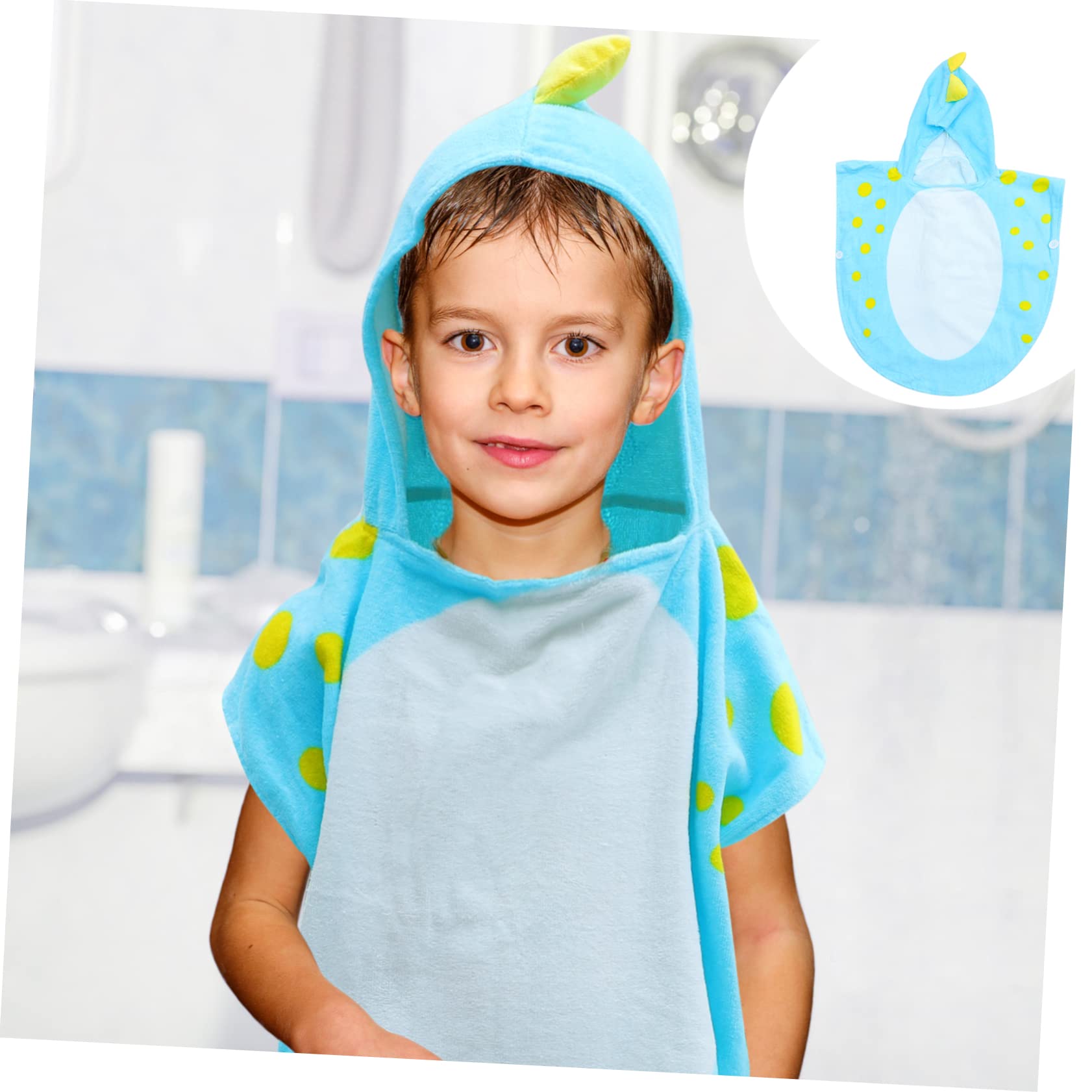 Kapuzen Badetuch für Kinder mit Dinosaurier Motiv aus Baumwolle Blau