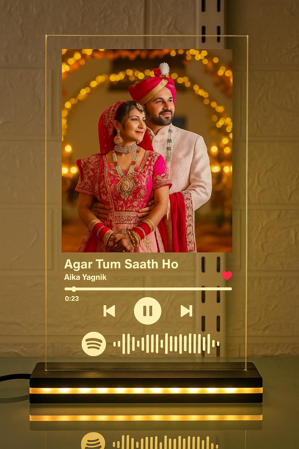 AgnivDecors Personalized Spotify Acrylic Music Plaque with LED Light | Custom Wedding Photo Gift | Engraved Song Plaque for Couple, Anniversary, Birthday & Home Décor-image-13