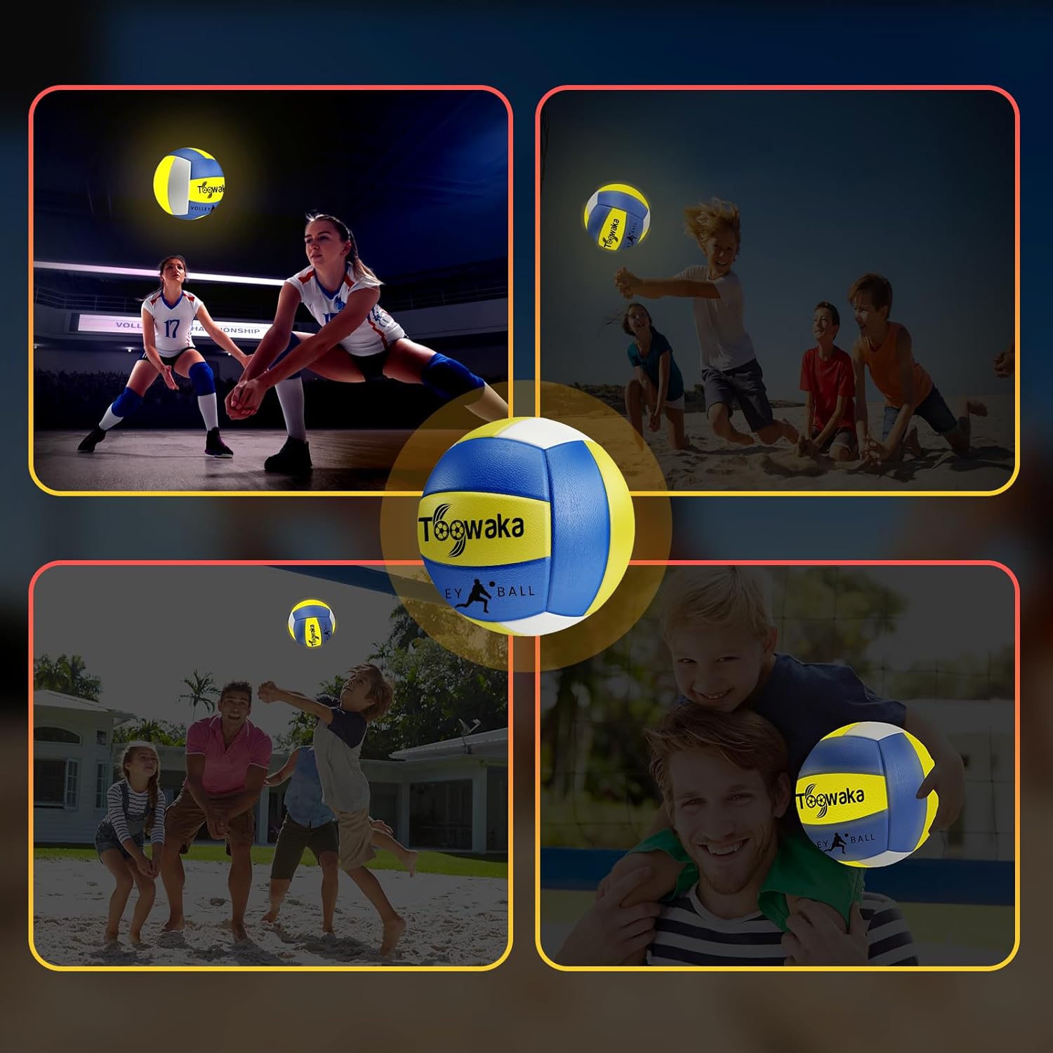 Light up Beach Volleyball,Official Size Glow in the Dark Youth Volleyball, Bright with LED Lights Pre-Installed,Batteries Included