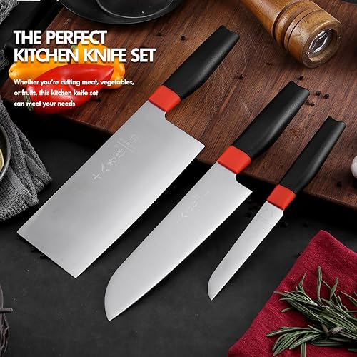 Miniatura 8 de SHI BA ZI ZUO Juego de cuchillos de cocina, cuchillo de carne, cuchillo de chef, cuchillo Santoku profesional mango de diseño ergonómico