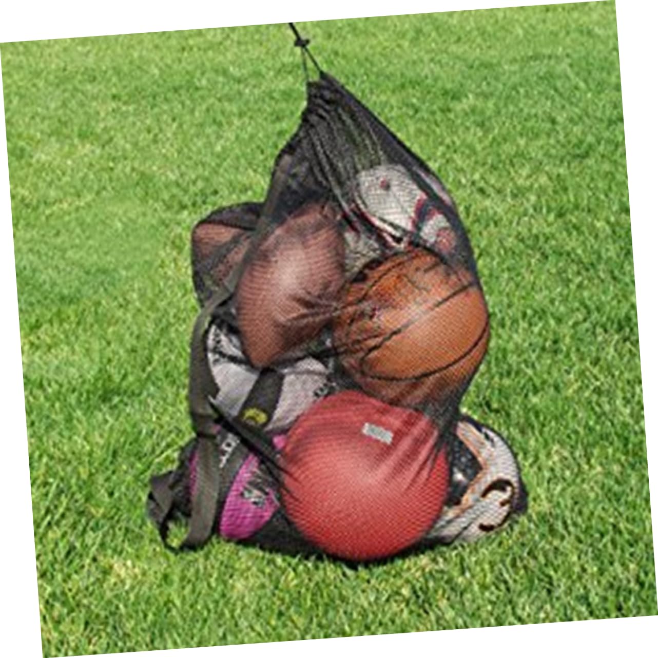 ifundom Borsa sportiva Borsa da ginnastica pallacanestro Borsa da basket palestra Maglia netto Borsa da rete per palline sportive borsa a sfera borsa da calcio con coulisse poliestere Nero