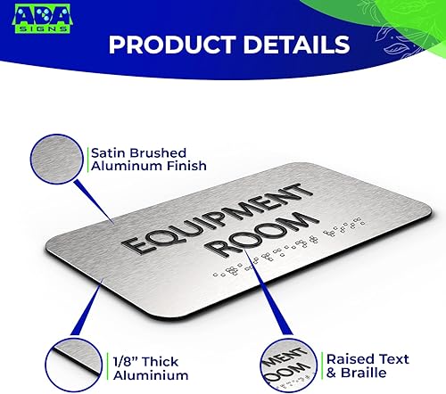 Miniatura 3 de Letrero de habitación de equipamiento para negocios, letreros de oficina, aluminio plateado cepillado, a prueba de manipulaciones, cinta de montaje