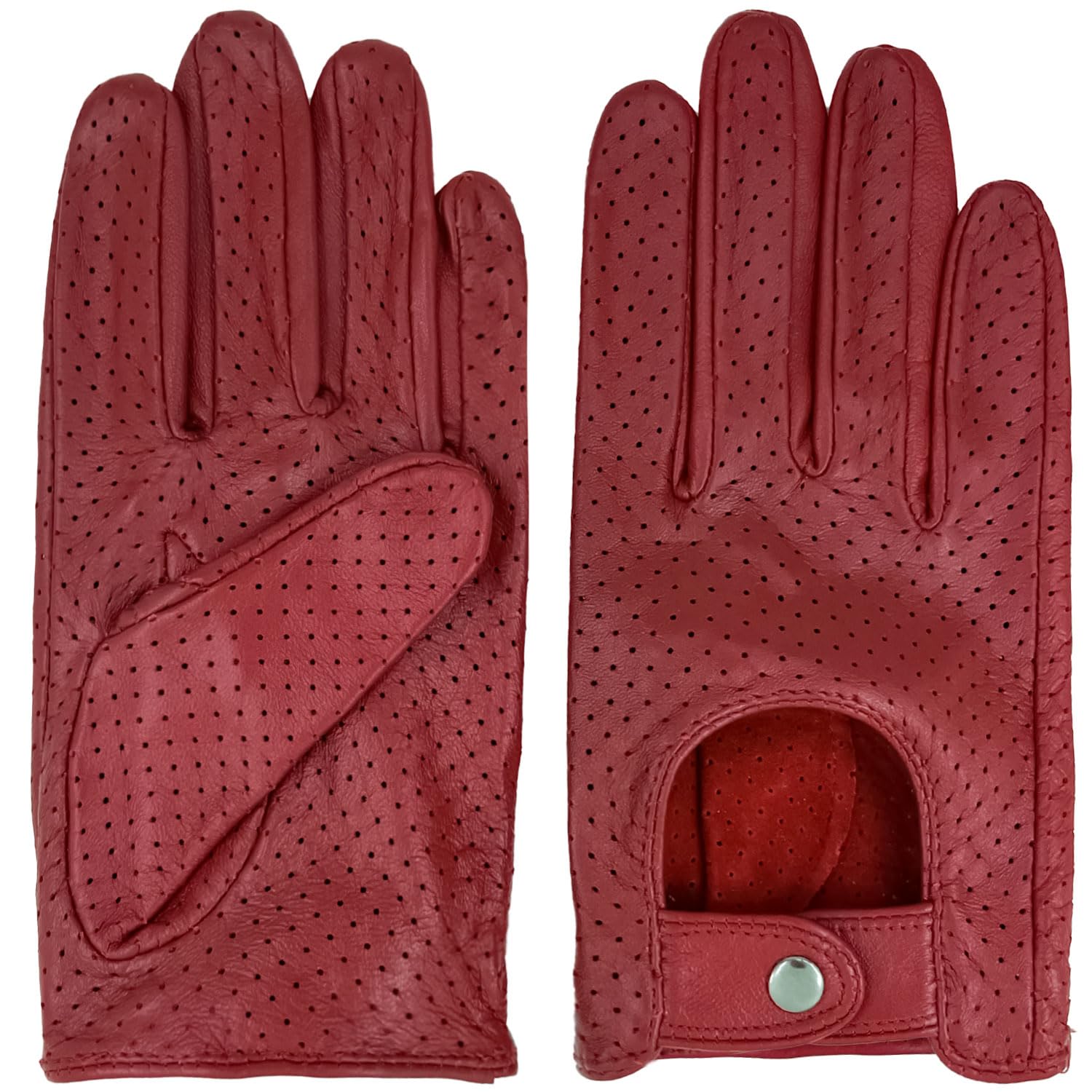 Guanti da guida da donna, eleganti, in vera pelle di agnello, sfoderati, touchscreen