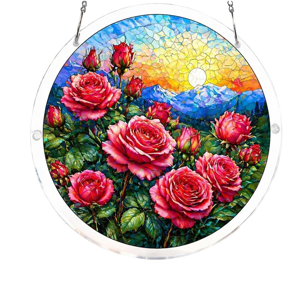 Acrylic Puzzles Sun Catcher Window Hanging, 83 Pieces 7.87 Inch Sun Catcher Acrylic Puzzles, DIY Stained Glass Acrylics Jigsaw Puzzle Sun- Catchers Kit, Garden Decoration for Women Men Birthday Gift