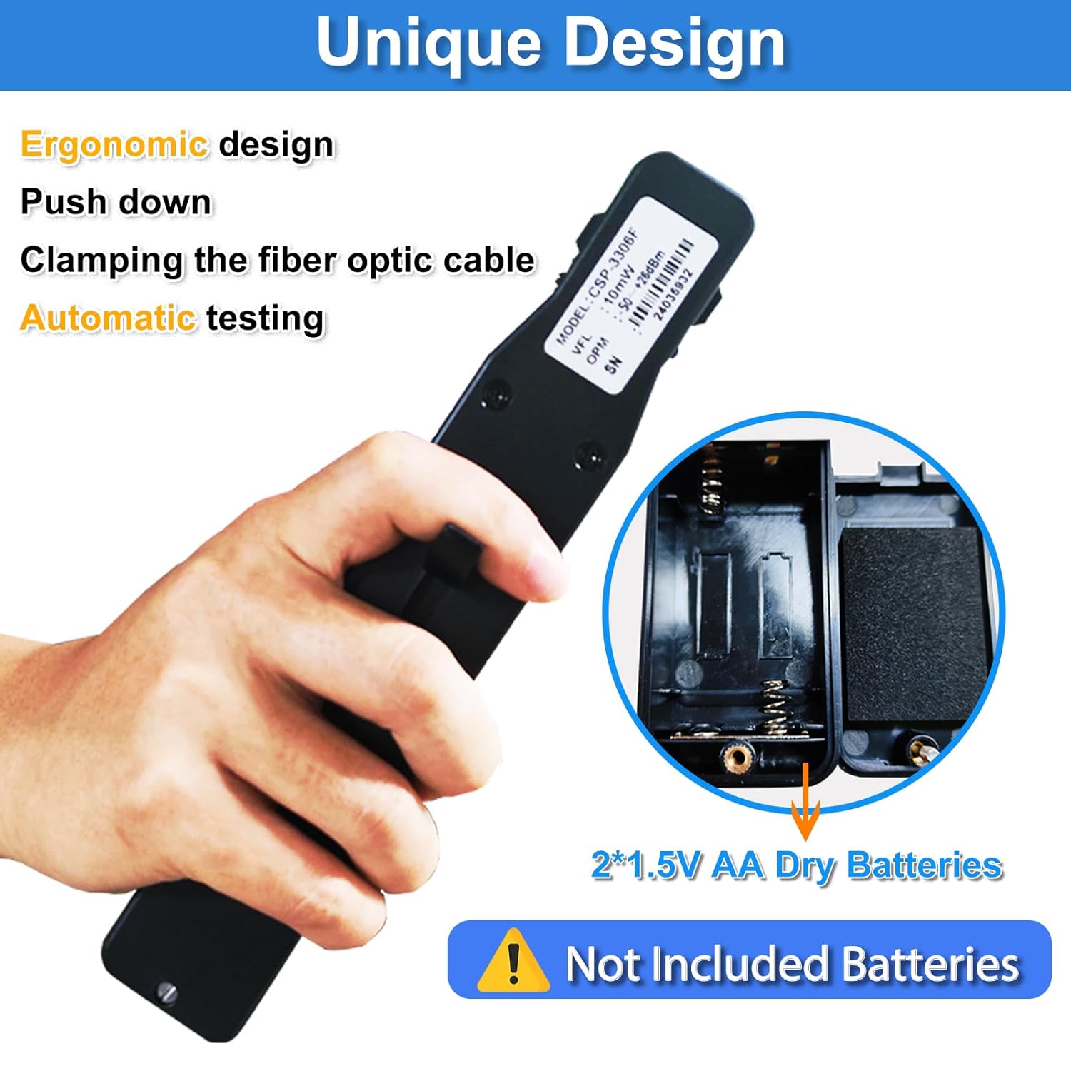 Optical Fiber Identifier with Wave Respond 800-1700nm,Detection Rang +13~-50dBm,Built in VFL and Optical Power Meter OPM -50~+26dB Functions FTTH Tool with LED Color Screen