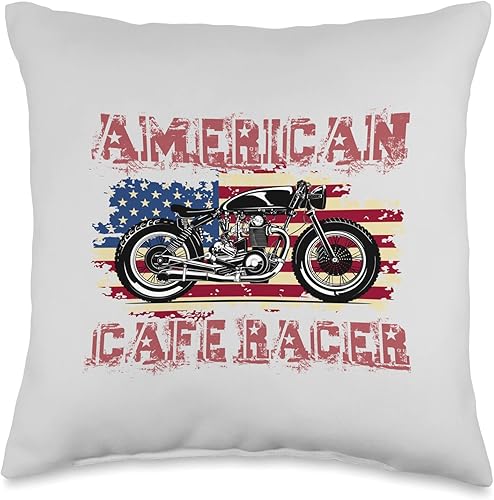 American Cafe Racer Biker Men Women Adult Teens Boys Girls Throw Pillow, 16x16, Multicolor