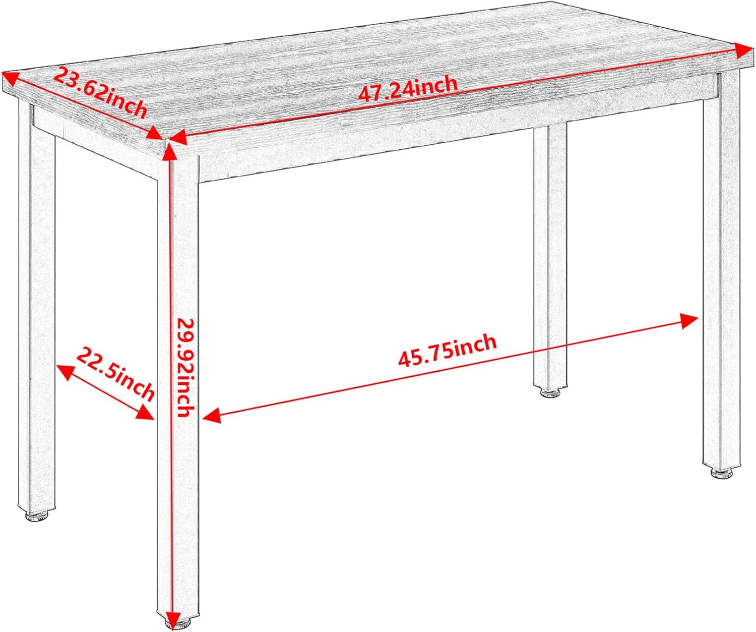 Dimensions of the Mr IRONSTONE Folding Computer Desk