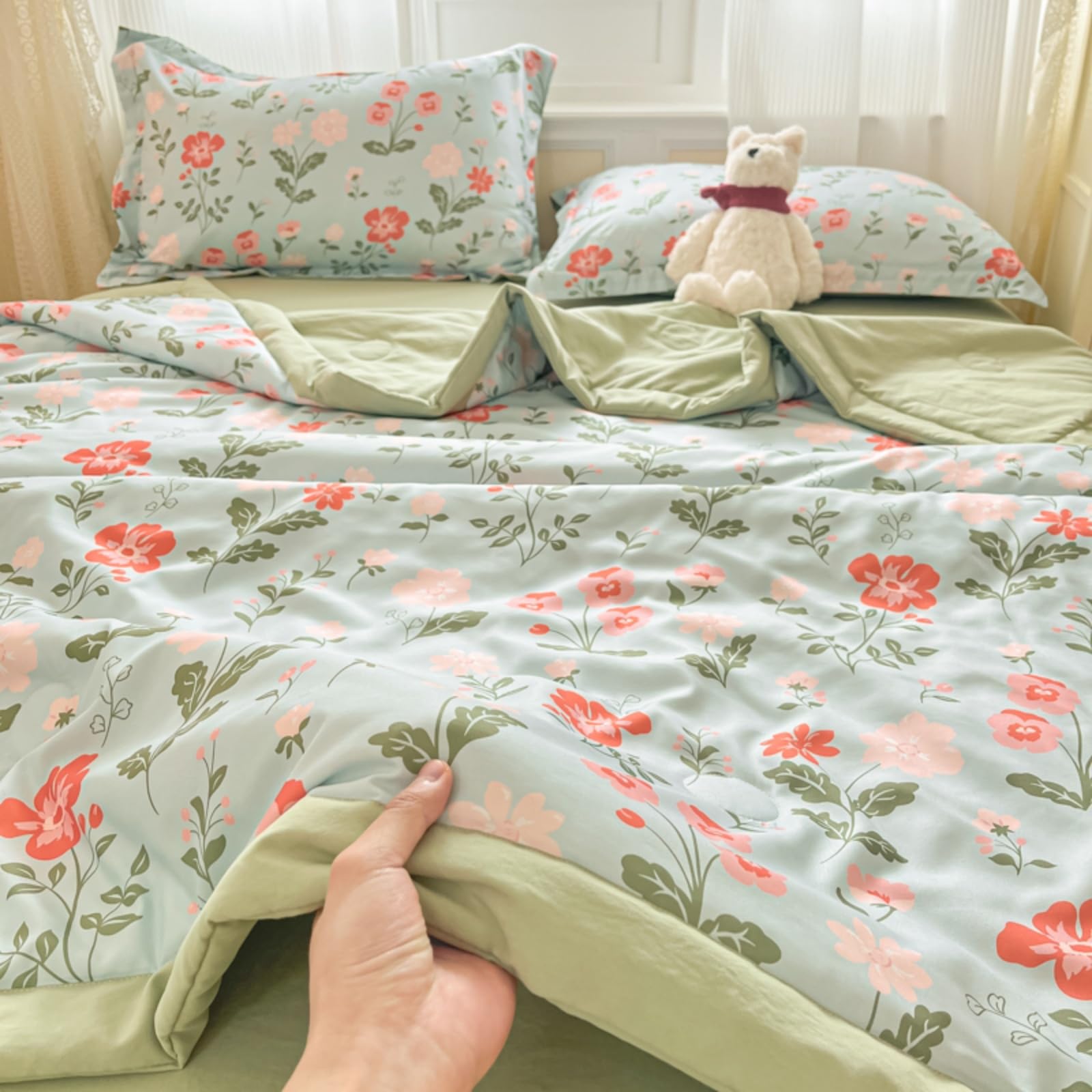 Odot Edredón Sin Funda 2.5 TOG Single A King (Plantas,200x230cm) | Relleno Nórdico Verano Edredón Ligero y Transpirable Lavable a Máquina y Secado Rápido para las Noches Cálidas de Verano