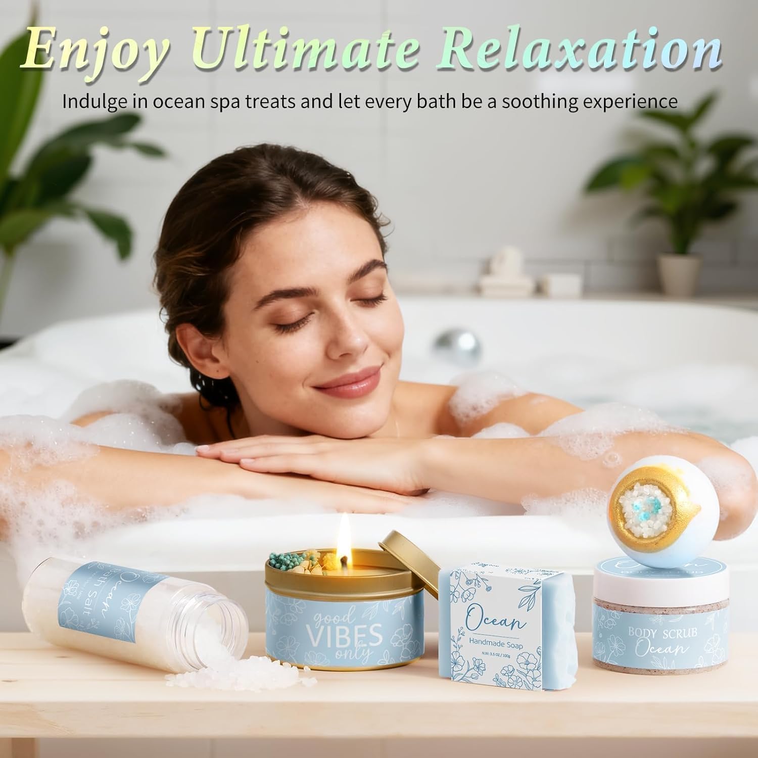 Spa Gifts for Women Bath Gift Set, Ocean Relaxing Spa Gift Baskets Home Bath Set Self Care Kit Care Package Thank You Birthday Valentines Day Gifts for Her Women Mom Friends Sister Teen Girls Wife - Image 7