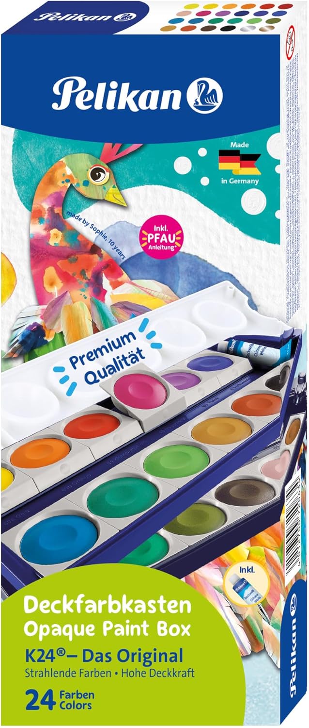Pelikan Paint Box K24® Including Opaque White, 24 Colours, Pack of 1