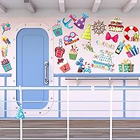 Vista 5 de Geyee 24 imanes magnéticos de cumpleaños de crucero para puerta de refrigerador, para decoración de puerta de crucero, feliz cumpleaños, para cabina