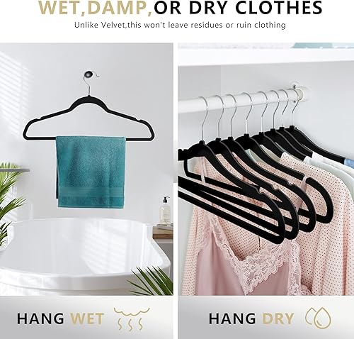 Miniatura 5 de Perchas de plástico ultrafinas (17.7 pulgadas), perchas delgadas que ahorran espacio con ranuras antideslizantes para armario, armario y