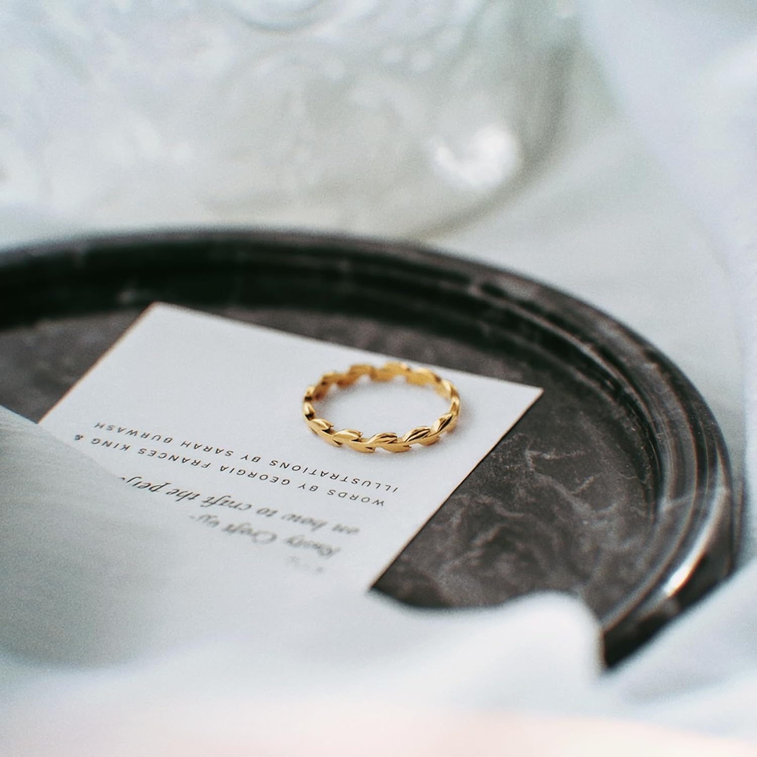 2mm Leaf Ring For Women,18K Gold Plated Titanium and Stainless Steel Stackable Leaves Ring Non Tarnish - Image 8