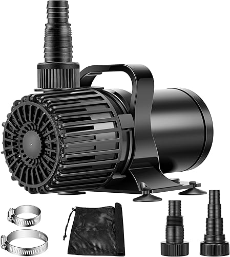 VIVOHOME Bomba de agua sumergible de 175W 3000GPH con boquilla ajustable sin costuras de 180 y bolsa de barrera para fuentes de cascada de estanque