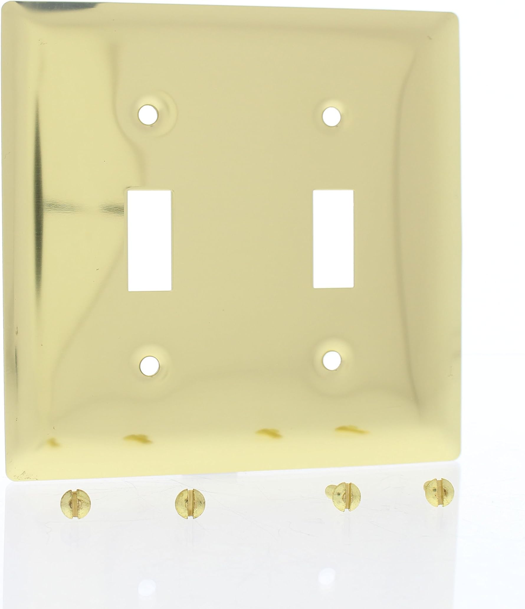 Pass & Seymour Brass Smooth Metal 2-Gang Toggle Switch Wallplate Cover SB2-PBCC