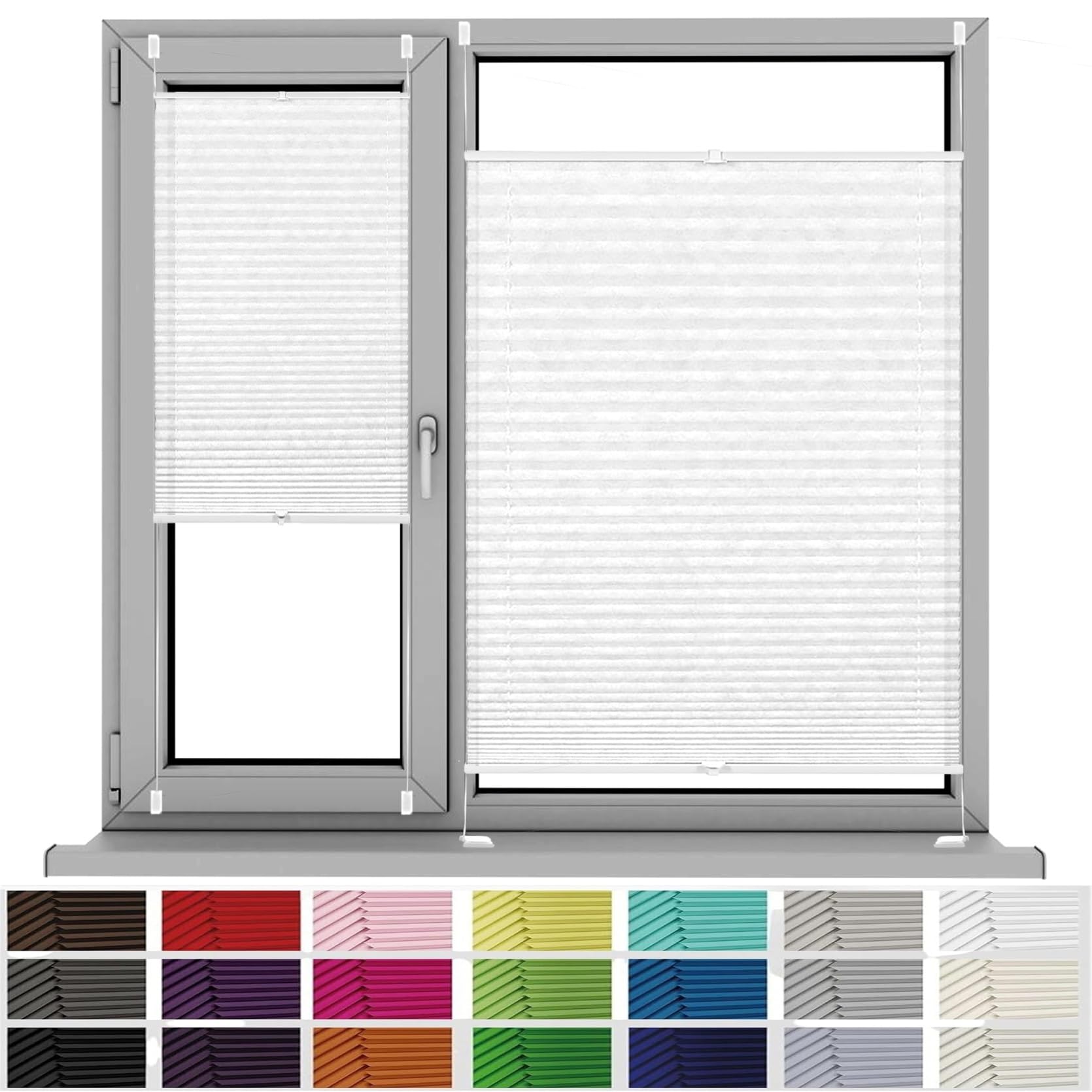Plisseerollo Fensterrollo Faltrollo Jalousie 54 x 85 cm, Plissee Ohne Bohren Nach Maß, Rollo Jalousien Plissee Wabenplissee, Thermo Plissee Ohne Bohren, für Fenster & Tür, Weiß