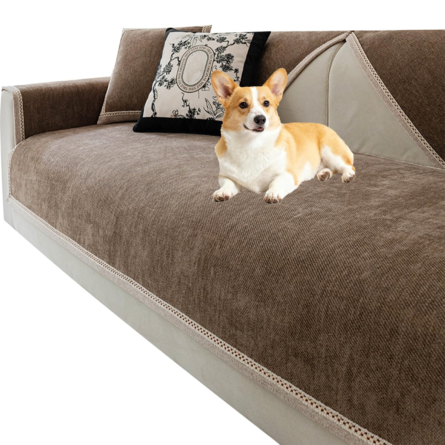 Protège-canapé pour chien lavable marron 90x210 pour salon et chambre