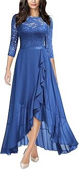 Miusol Women's Elegant Floral Lace Ruffle Bridesmaid Maxi Dress