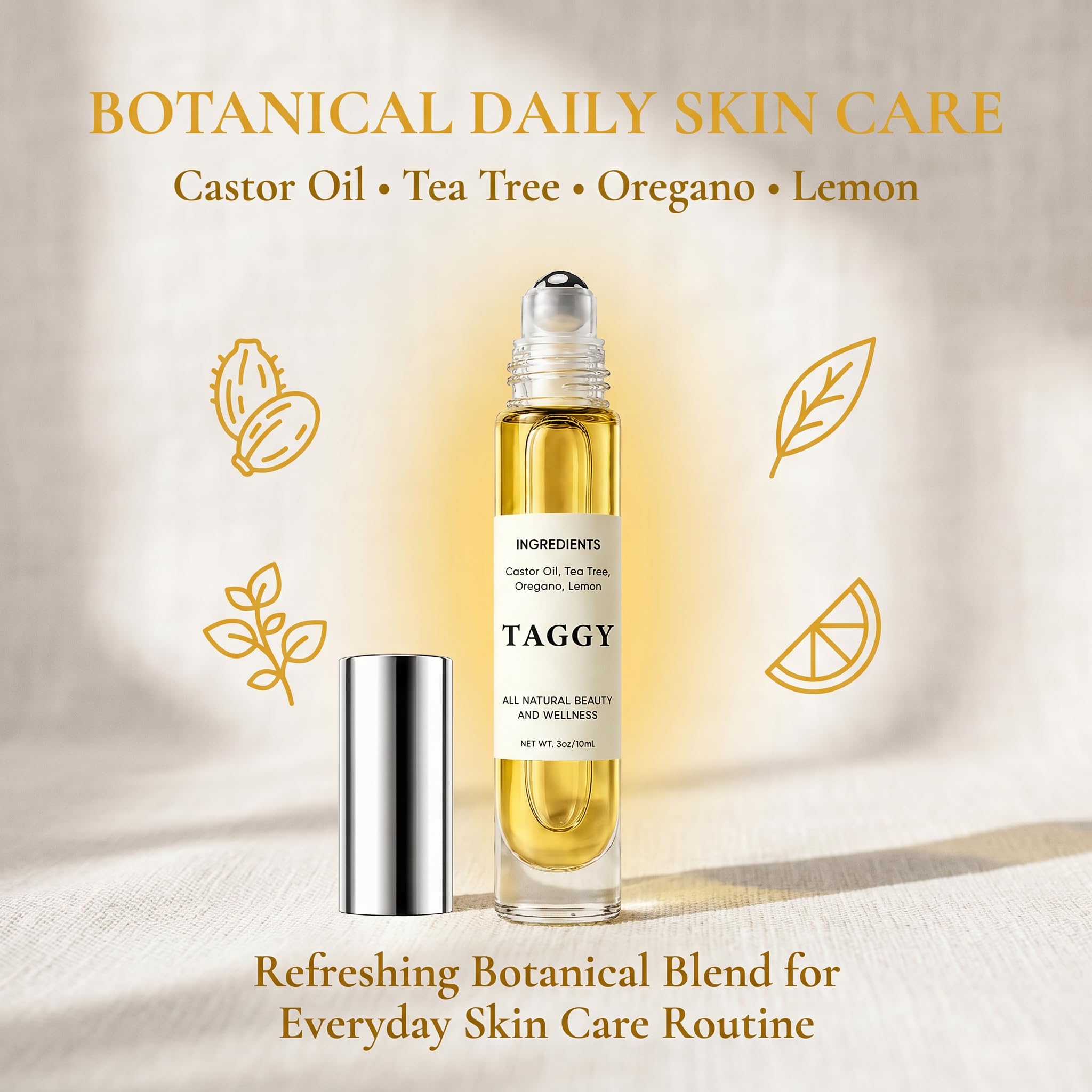 Taggy Roller for Skin Botanical Oil Blend with Castor Oil, Tea Tree, Oregano & Lemon