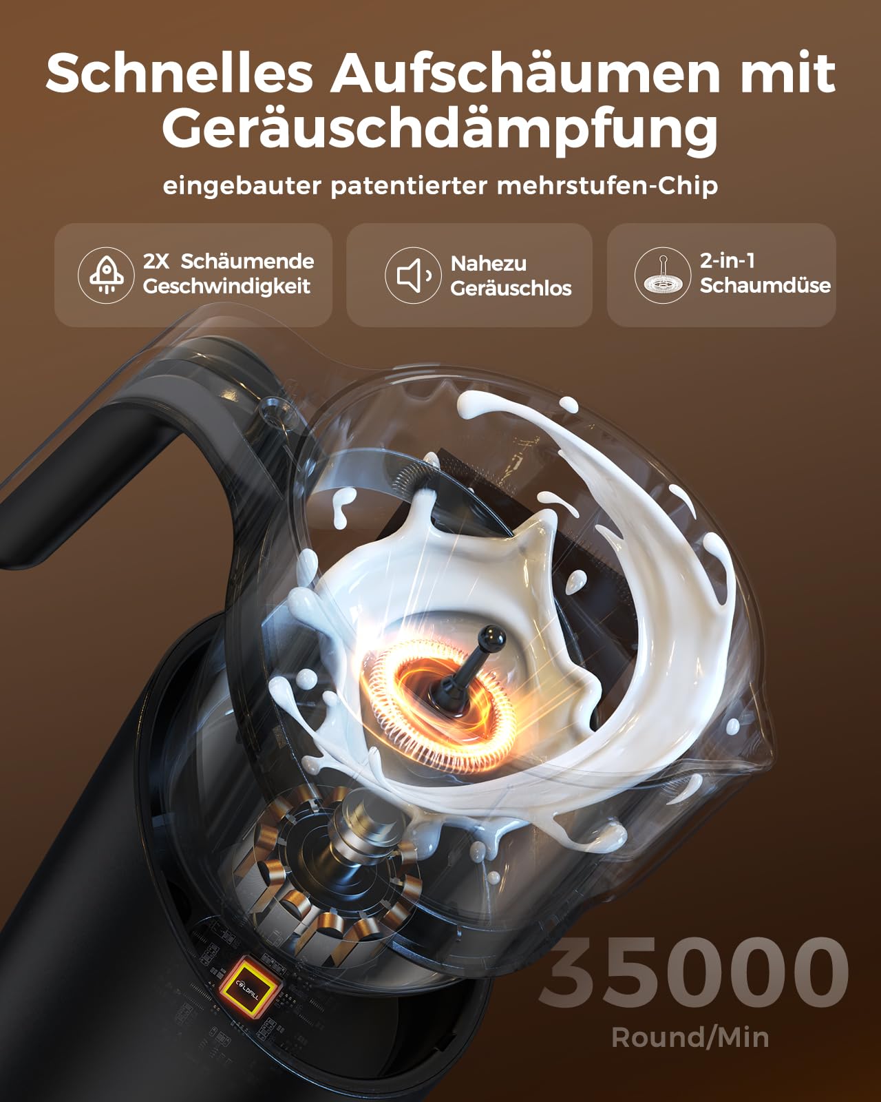 Milchaufschäumer Elektrisch 8-in-1, Automatischer Milchschäumer 400ml für Heiße & Kalte Schäume, Spülmaschinengeeignet, Abnehmbares, Leise, für Latte, Cappuccino, Sojamilch, Hafermilch