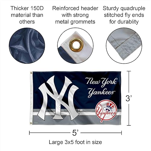 Miniatura 2 de WinCraft Bandera de NY Yankees Logo Insignia de 3 x 5 pies con ojal