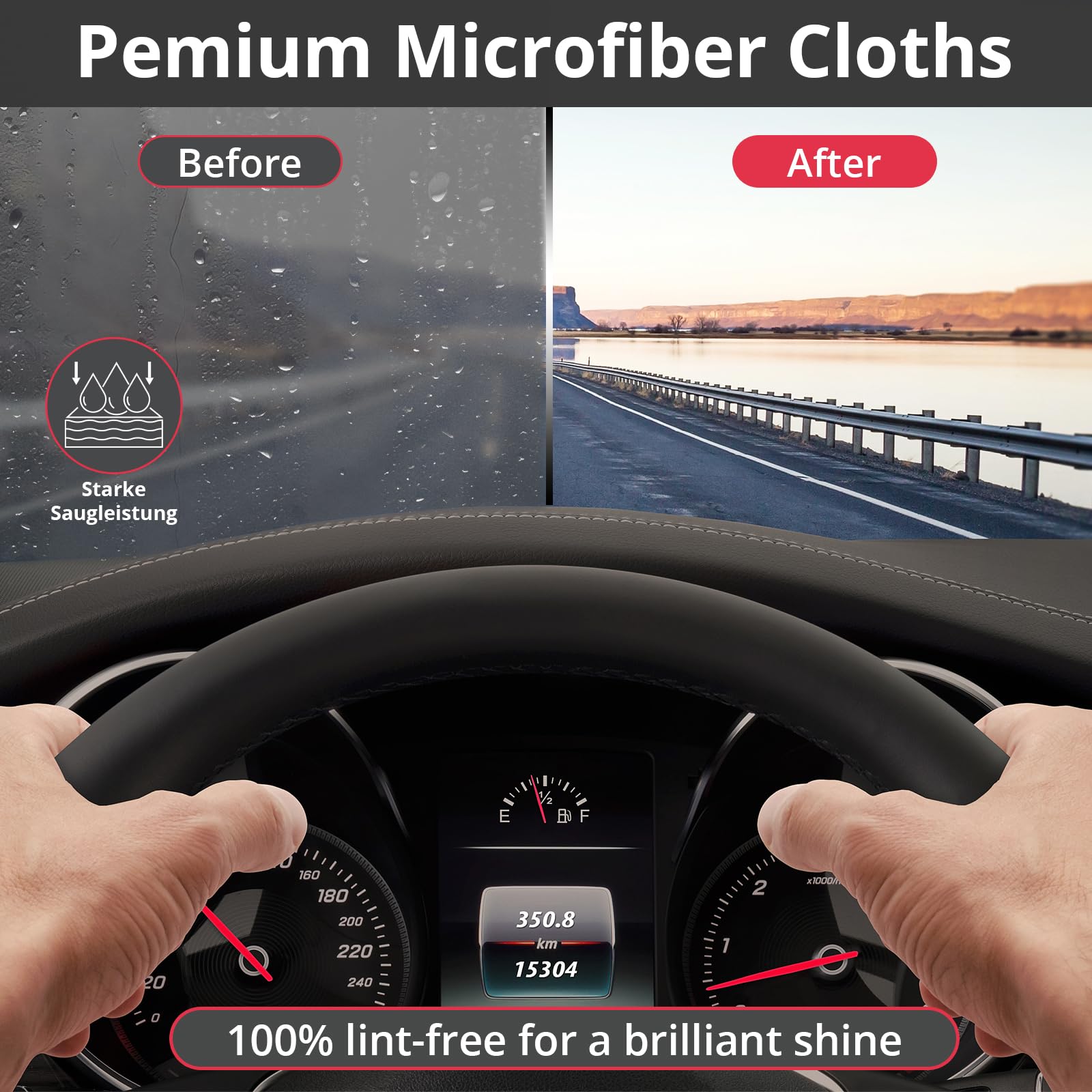Set di 4 Panni Magic Microfibra Carbonio 400 GSM, Panno Asciugamani Senza Aloni Catturapolvere Assorbenti Lucida, Strofinacci Pulire Vetri Pavimenti Bagno Casa Cucina Auto Moto