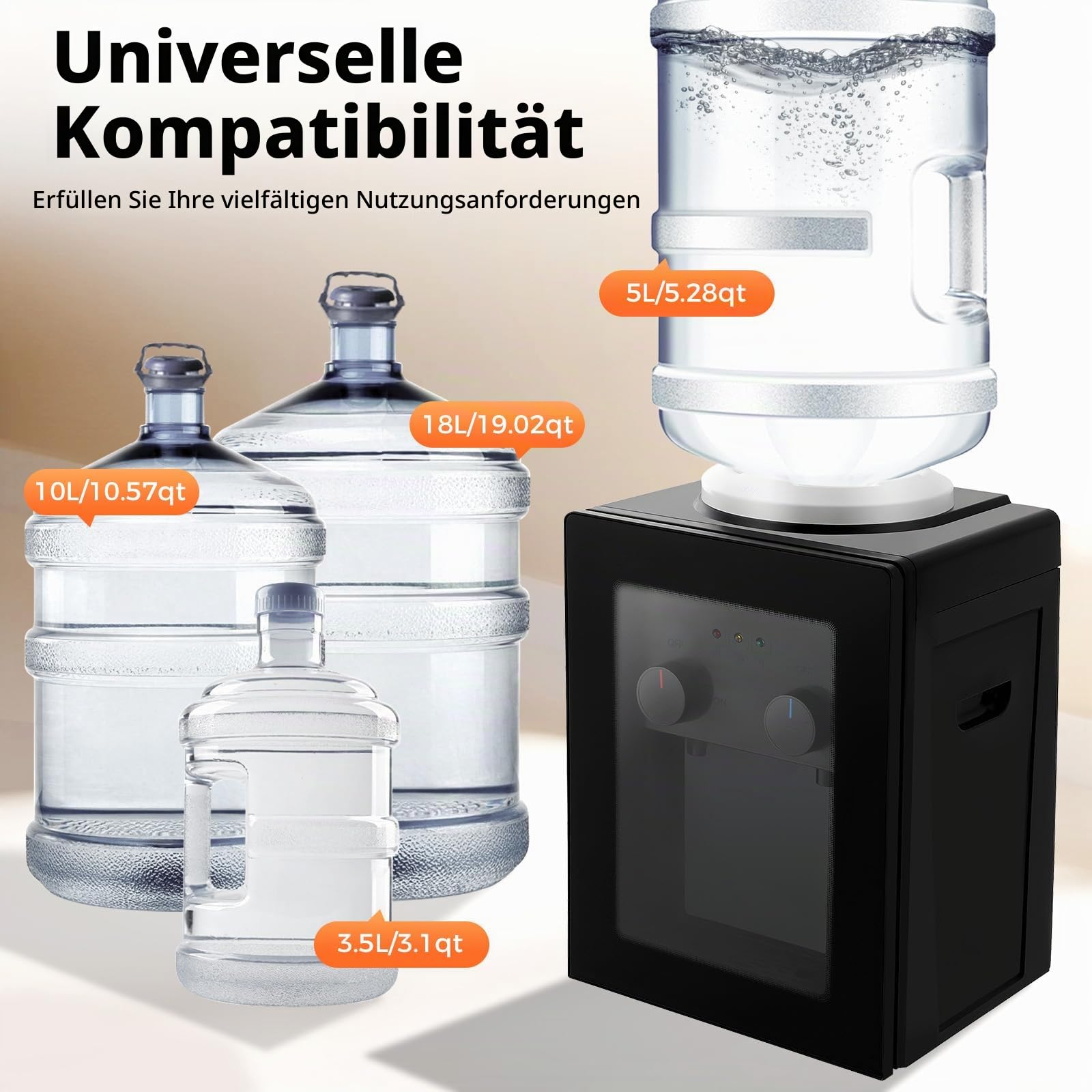 Elektrischer Wasserspender, 550W 220V Heiß und Kalt-Wasserspender mit Staubtür kompatibel Schnellaufheizung, Wasser Dispenser Maschine für 3.5L/5L/10L/18L Wasserfässer