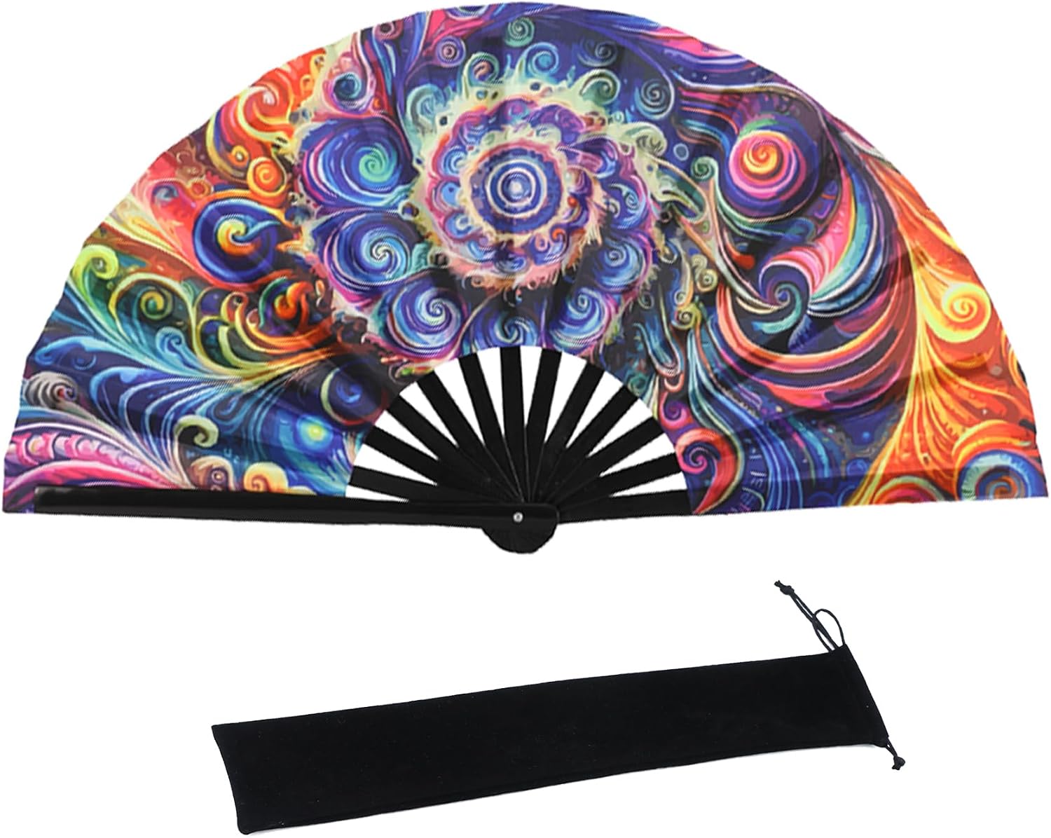 HeyToo Women/Men Large UV Glow Rave Handheld Fan for Drag Queen Cosplay EDM Club Party Music Festival Dance Decoration Hot wheel