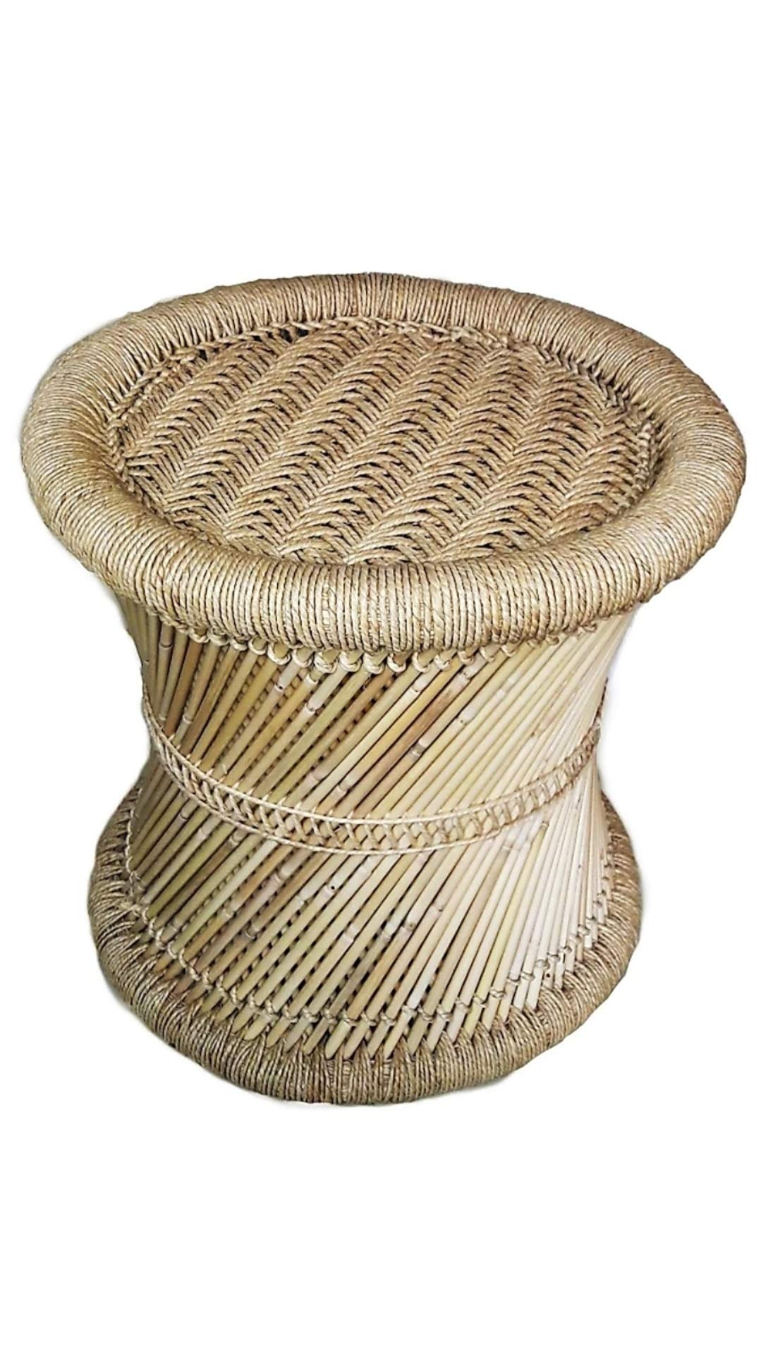 Woodzoid Eco Friendly Handicraft Cane Bar Bamboo Stool for Outdoor Indoor Furnishing