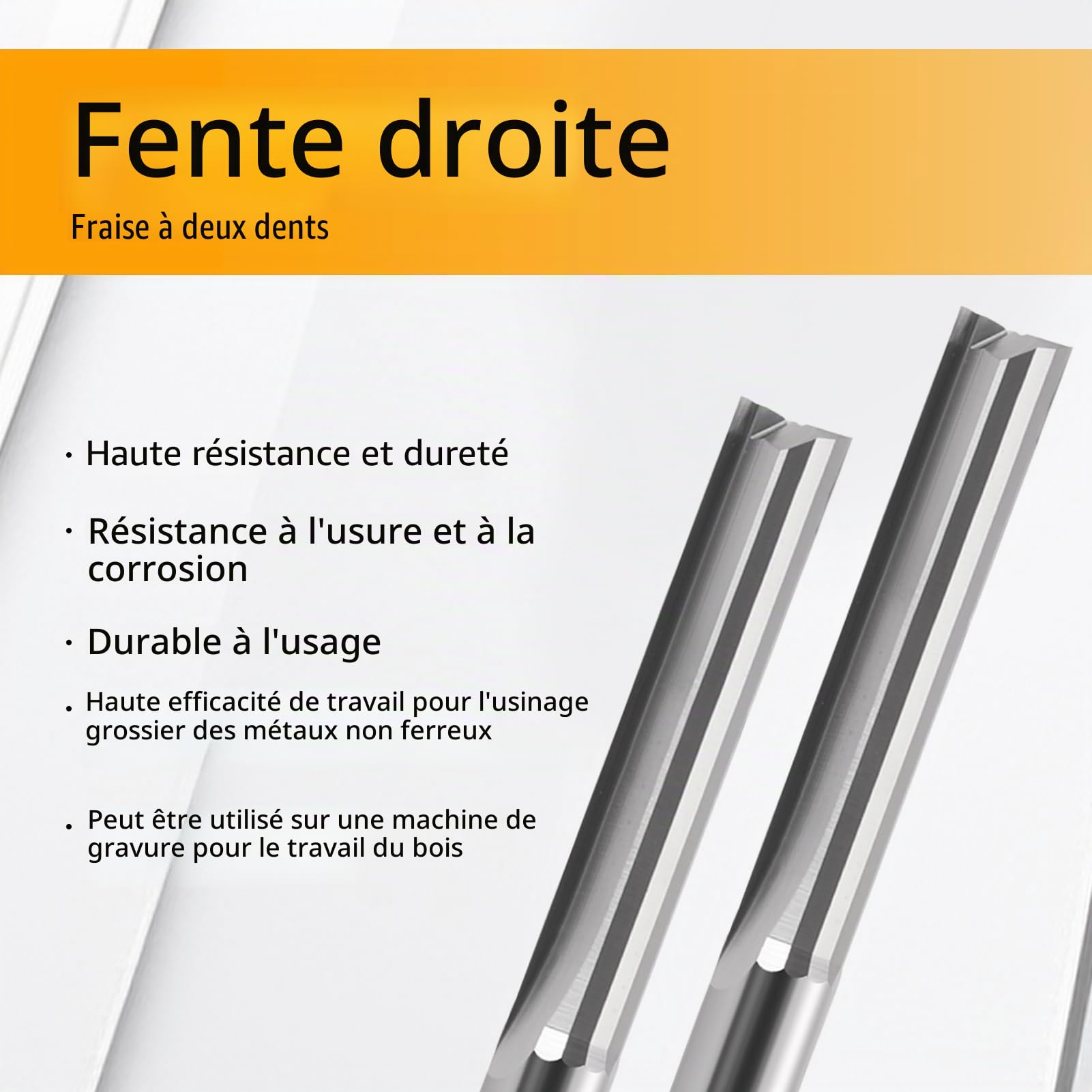 EU _ Hozly 3.175 X 2 x 15 mm deux flûtes droites End Mill Wood Pointes de fraisage CNC Lot de 10