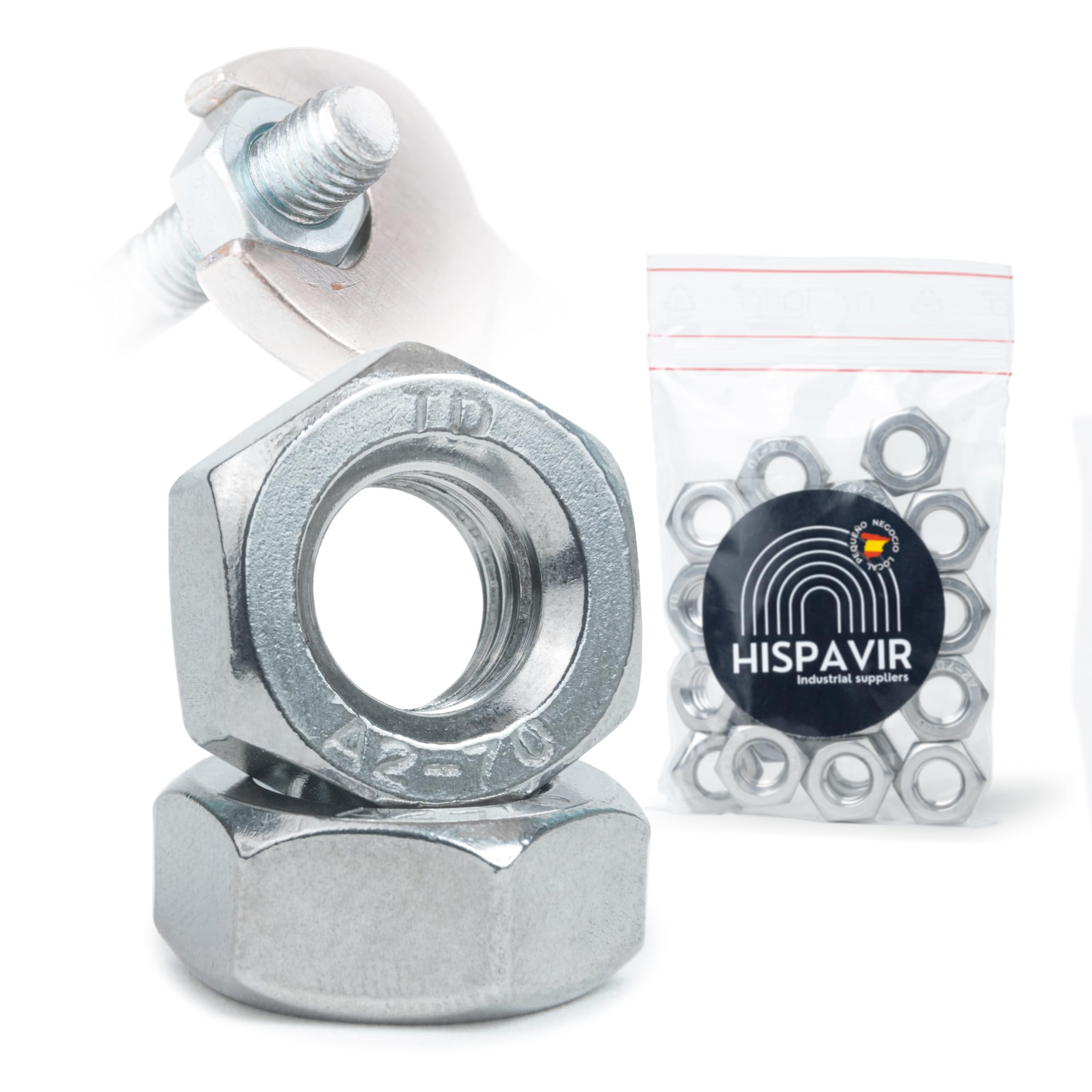 Tuercas Hexagonales De Acero Inoxidable A2 M10 - Pack De 10, Norma DIN 934/ISO 4032 Para Tornillería De Seguridad