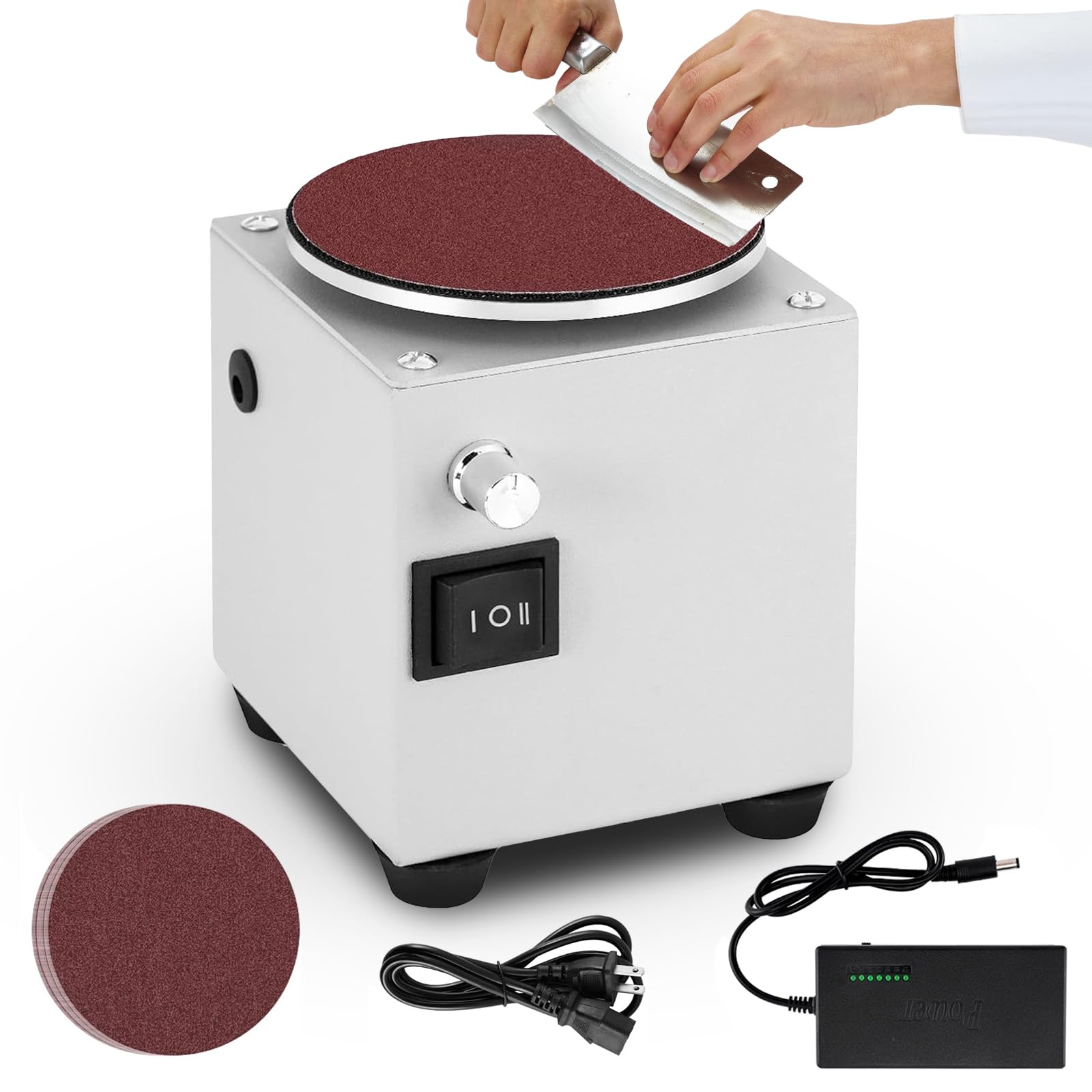 Photo 1 of 4"/6" Mini Disc Sander & Bench Grinder, Forward/Reverse&Stepless Speed Control for Wood, Metal, Stone, Scissors Sanding (6 Inch)