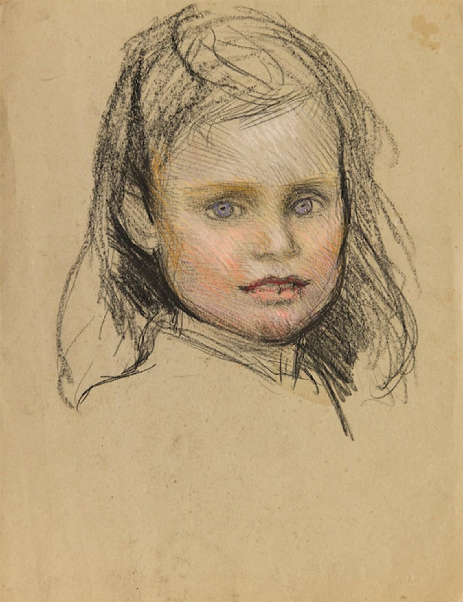 POSTERIIk Famous Print Pop Art Wall Art Graffiti Study of the head of a young girl with blue eyes Sir George Clausen Art Prints for Home Decor 60x90cm