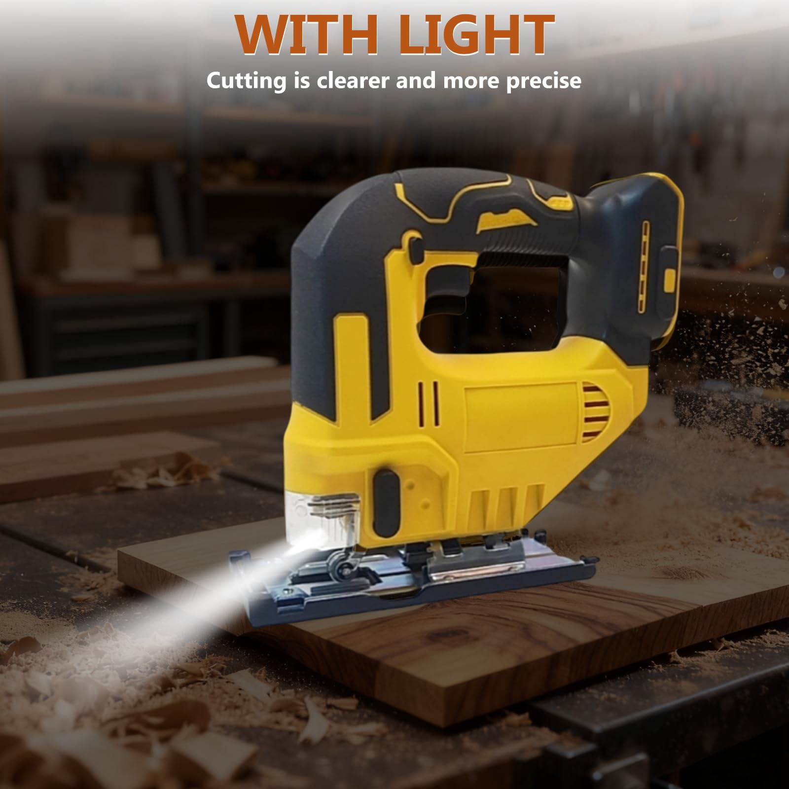 Sierra De Calar sin Cable Compatible con Batería Dewalt de 20V, 2700 rpm | 750W, Sierra de Calar Eléctrica con 6 Cuchillas de Repuesto, Corte en Angulo de 0°-50° para Metal, PVC, Madera, Plástico
