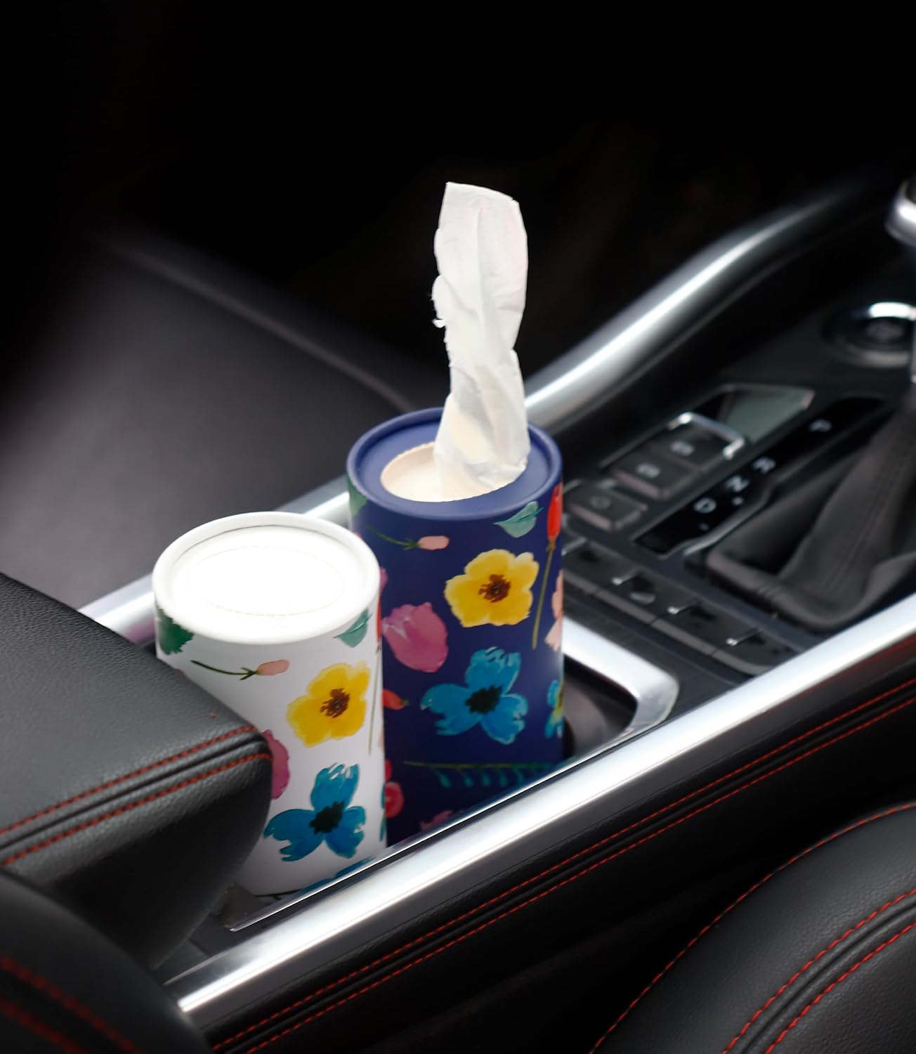 Winoo Design Small Car Tissues Holder - 4PK Facial Tissues - Travel Tissue Tubes Box - Car Cup Holder - 200 Sheets