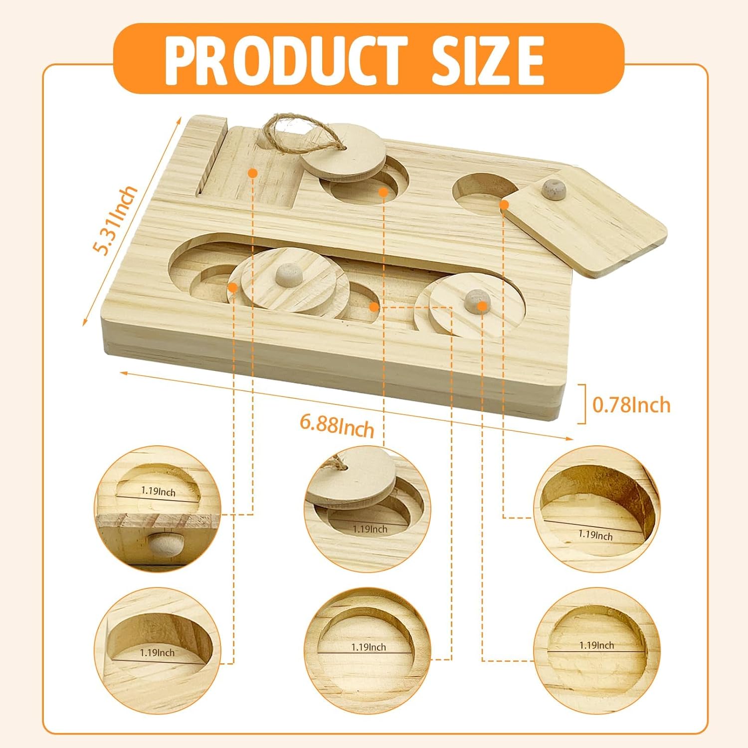 Hamiledyi Guinea Pig Foraging Toys Interactive Wooden Rabbit Toys Sniff n' Snack Rabbit Treats Bunny Toys Interactive Hide Treats Puzzle Snuffle Game for Rabbit Chinchilla Bunny Rats and Gerbils Sniff n' Snack A